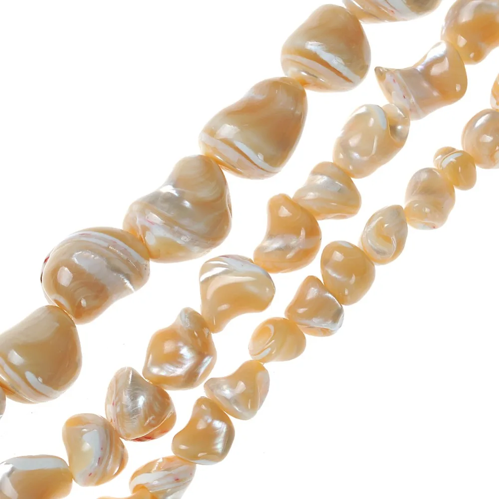 Бусины из натурального камня с золотым трохусом Необычные в форме раковины для