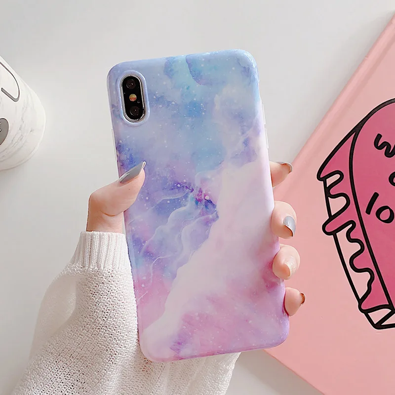 a Чехол для телефона LOVECOM для iPhone 11 Pro Max XR XS Max 6 6S 7 8 Plus X милая розовая мраморная мягкая IMD Глянцевая задняя панель в подарок - Цвет: a