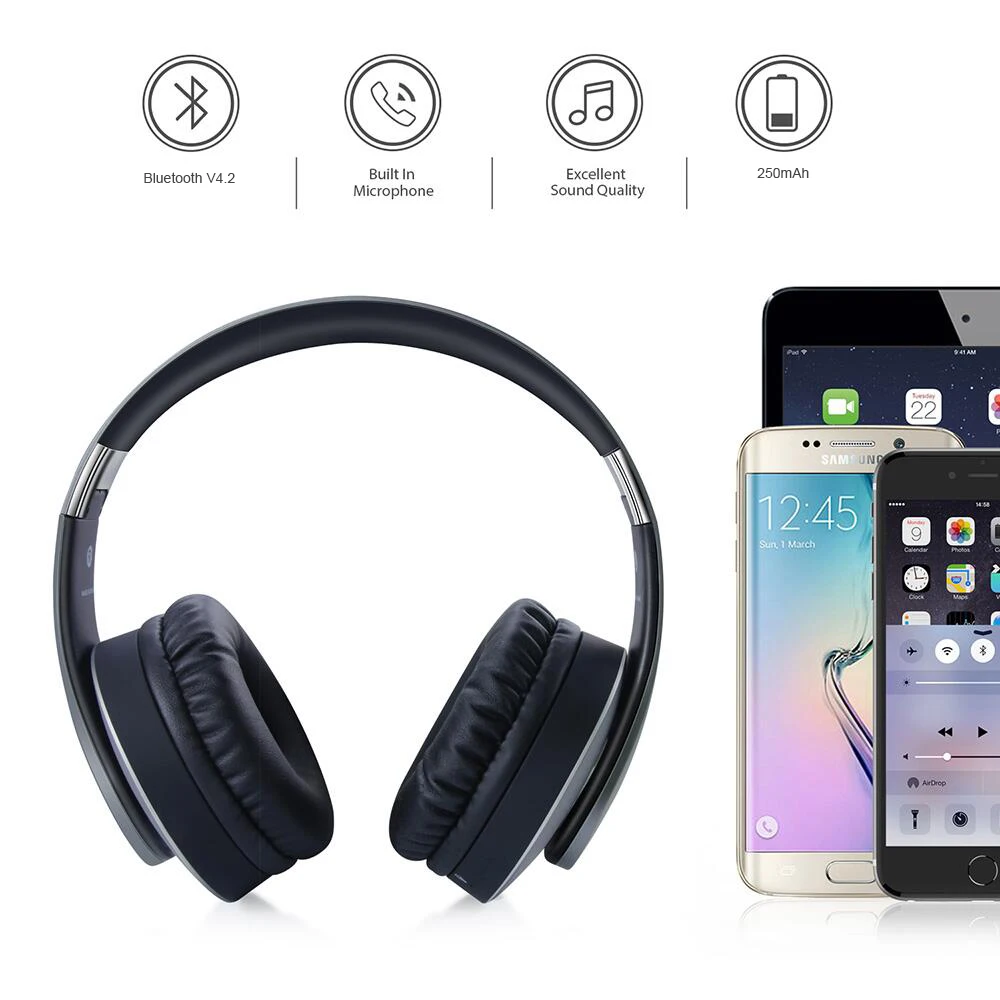 AlWUP беспроводные Bluetooth наушники для Samsung Galaxy PC Поддержка Радио MP3 плеер с