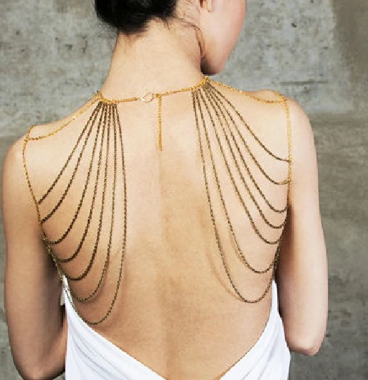 Bovvvsky сексуальное ожерелье с цепочкой золотистого и черного цвета Многослойная