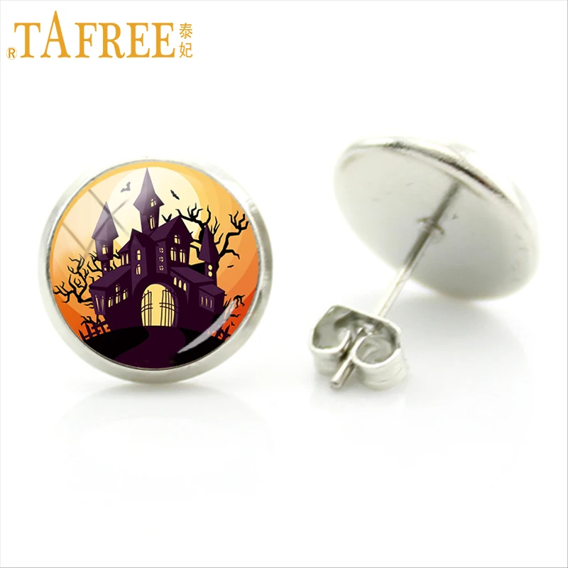 Женские серьги-гвоздики TAFREE вечерние с изображением черной кошки летучей мыши и