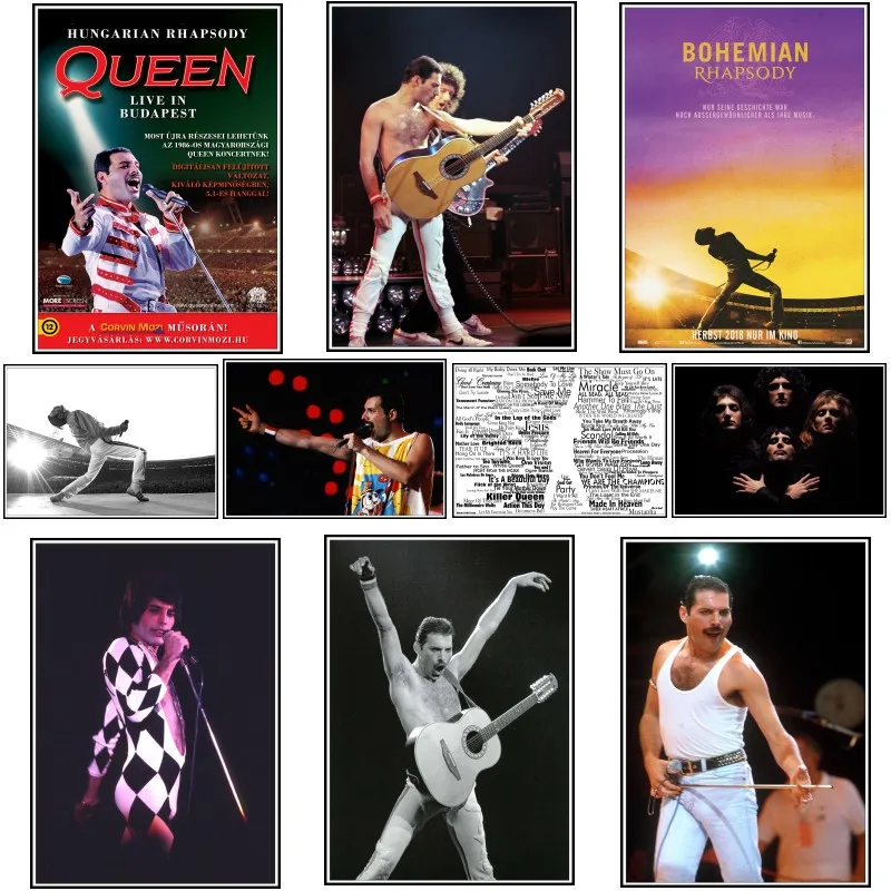 Постер группы &quotQueen&quot Меркьюри Арт плакат Классический белый Бумага постер