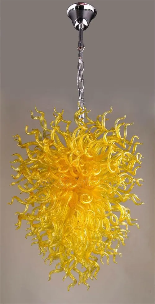 

Pretty Yellow Colored Hand Blown Glass Unique Designed Chandelier