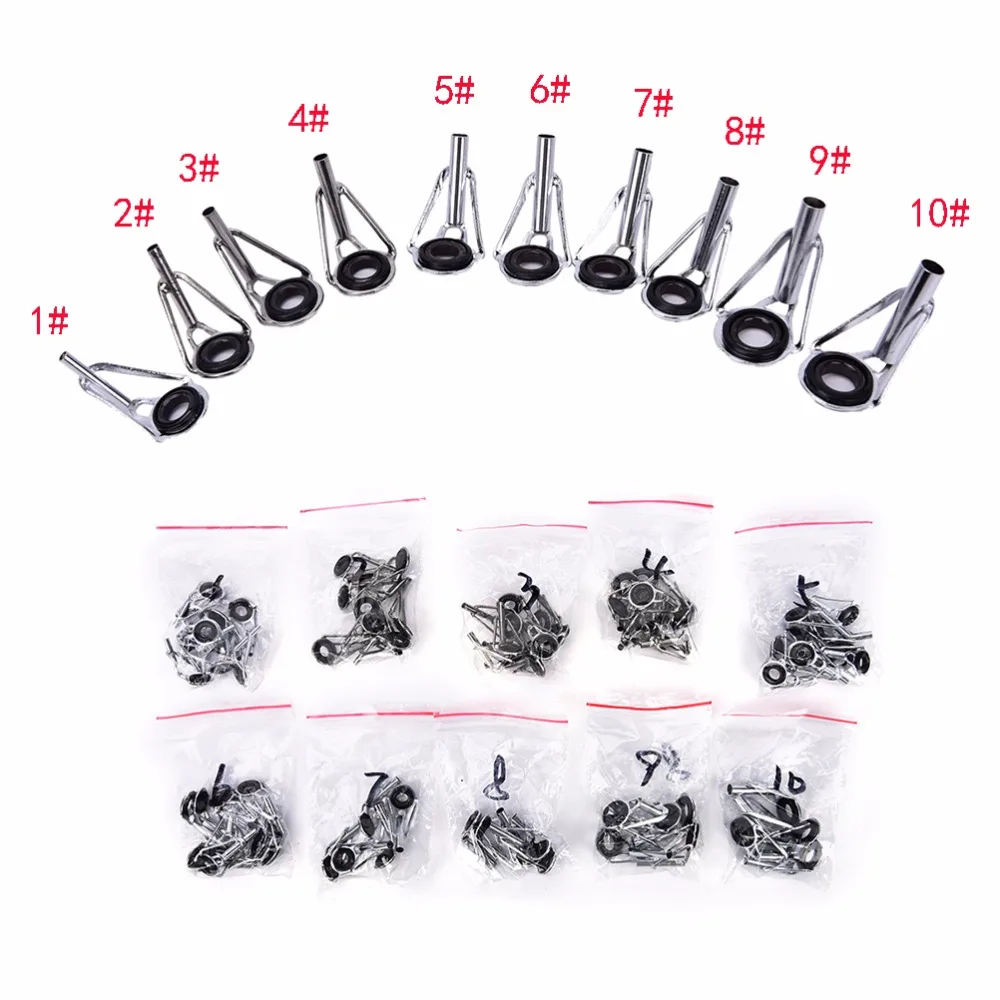 80 шт. Рыбалка стержень Кольца для ремонта комплект DIY Нержавеющая сталь и Керамика Рыбалка тяги 10 размеры