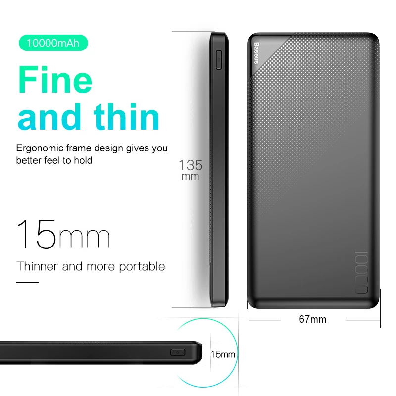 Baseus 10000 мАч Внешний аккумулятор для iPhone Xs Max samsung Xiaomi huawei внешний мини портативное