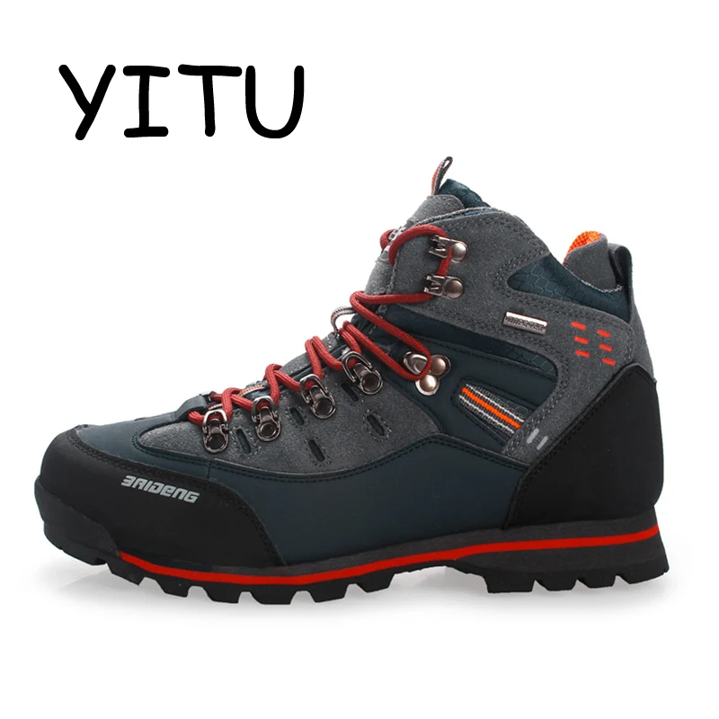Dark Blue Orange YITU дышащая уличная походная обувь для кемпинга, альпинизма, походные ботинки для мужчин, водонепроницаемые спортивные ботинки для рыбалки, треккинговые кроссовки - Цвет: Dark Blue Orange
