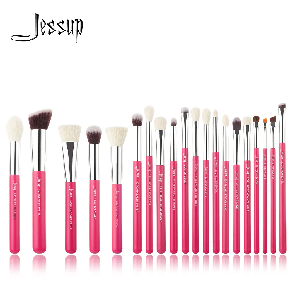Jessup Rose carmin/Серебристые Профессиональные кисти для макияжа набор кистей