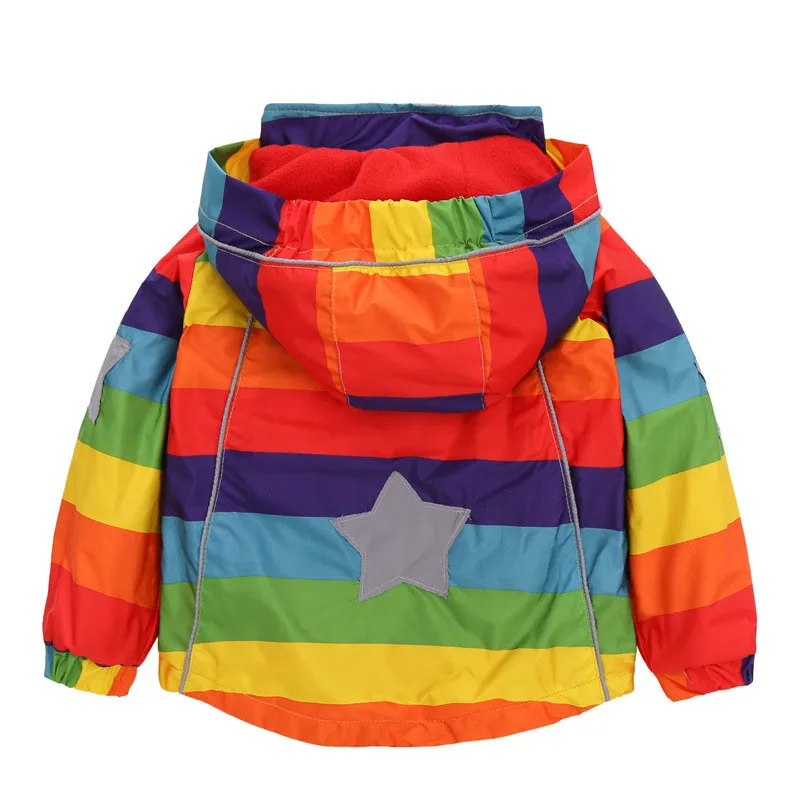 Angeltree Boys Girl Jacket Children Rainbow Color Clothing Kids Windbreaker Windproof Raincoat Outerwear Baby Hooded Coats | Детская