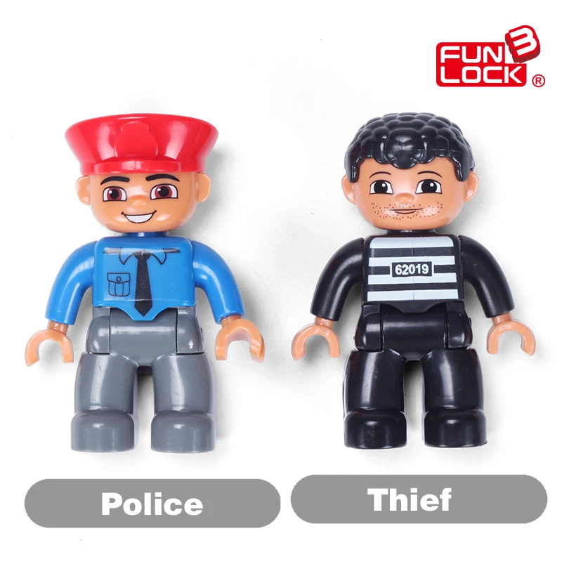 Конструктор Funlock Duplo полицейский и вор игрушки фигурки Детские кубики для ролевых