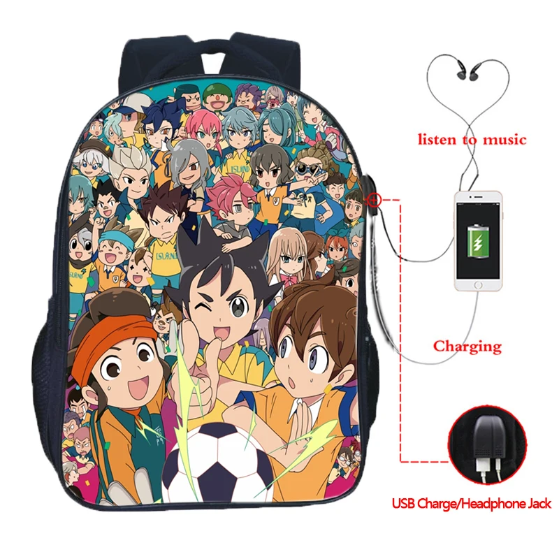 Рюкзак Inazuma Eleven Go для мужчин и женщин красивая школьная сумка с USB-зарядкой
