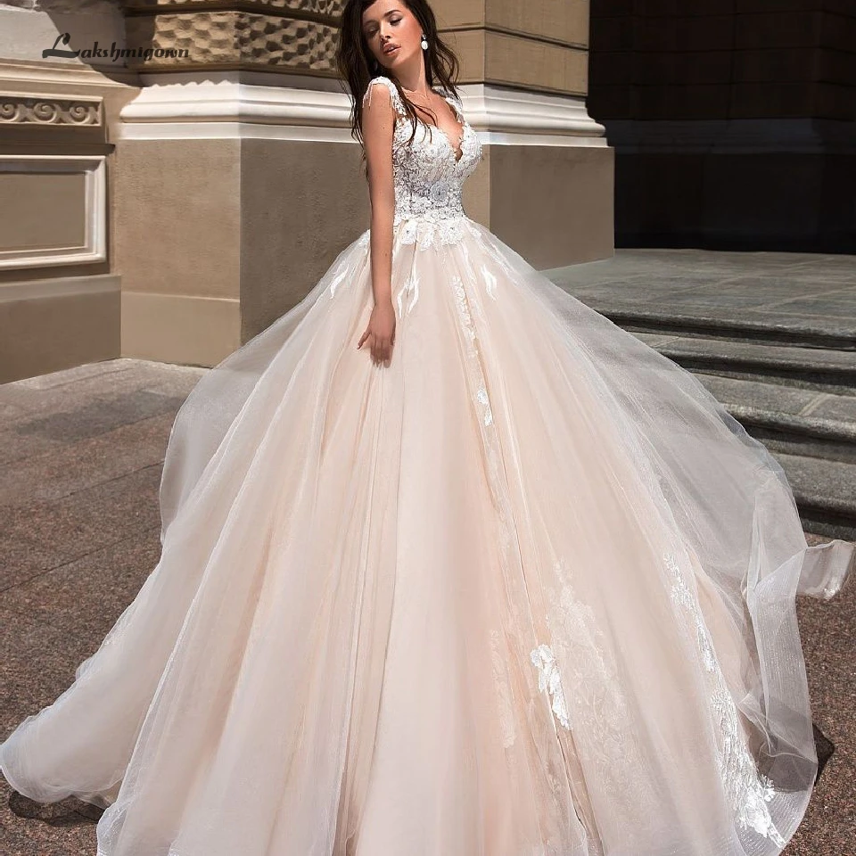 Lakshmigown винтажный светильник цвета шампанского свадебное платье 2019 Robe de Soiree