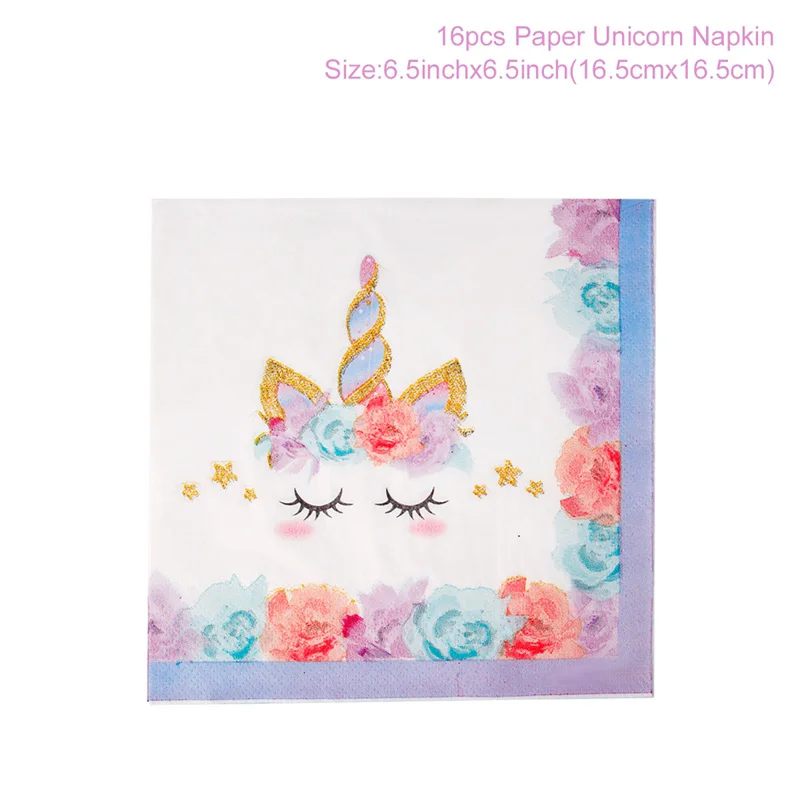 16pcs paper napkin Staraise креативная посуда с днем рождения синяя фиолетовая бумажная салфетка под тарелку кружку милый Единорог вечерние столовые приборы вечерние принадлежности реквизит - Цвет: 16pcs paper napkin