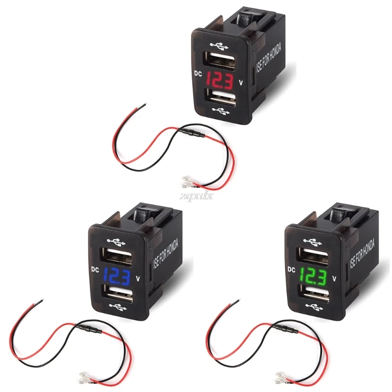 12V 24V устройство для автомобиля с двумя портами USB Зарядное устройство розеткой Мощность адаптер для HONDA для всех мобильных телефонов, 236x23 мм Прямая поставка