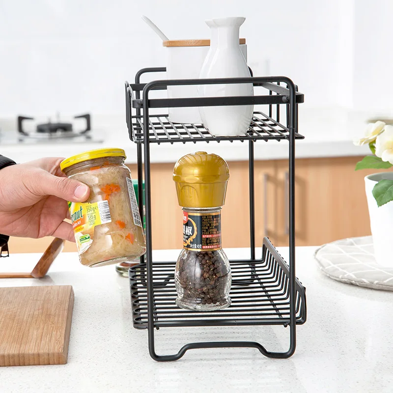 Двухслойная железная стойка для хранения специй держатель кухонных