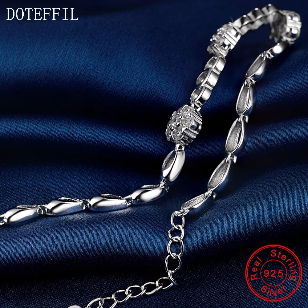 Очаровательный браслет для женщин из стерлингового серебра 925 пробы с цветком