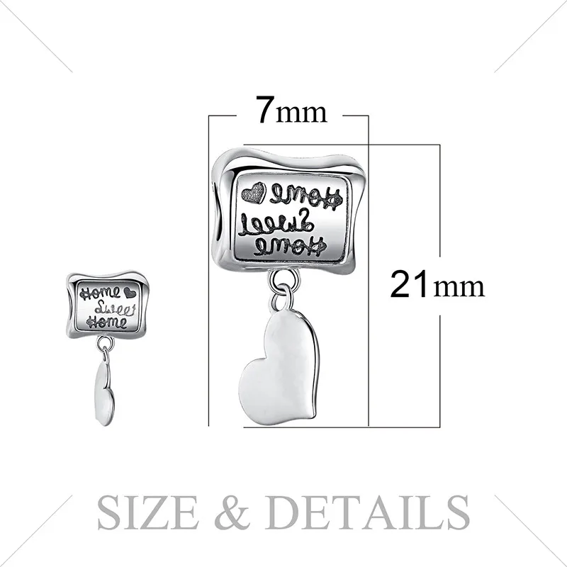 JewelryPalace 925 пробы серебро Home Sweet Home Очаровательная подвеска в форме сердца бусинами Fit Браслеты Лидер продаж для Для женщин как красивые подарки