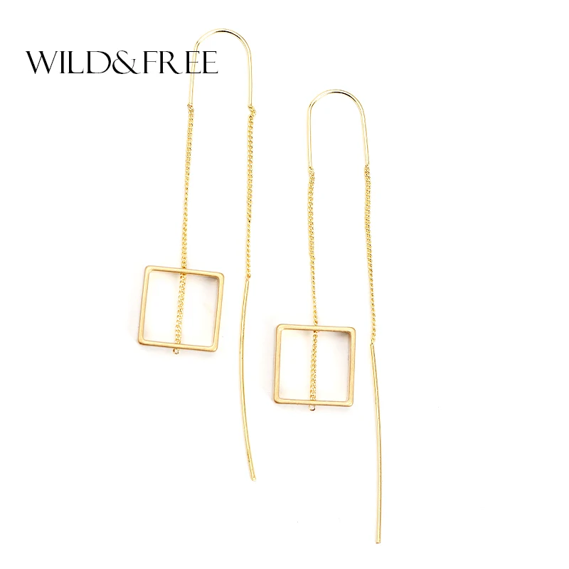 WILD & FREE Для женщин золото цинк сплава длинными ушами линии Висячие серьги модные