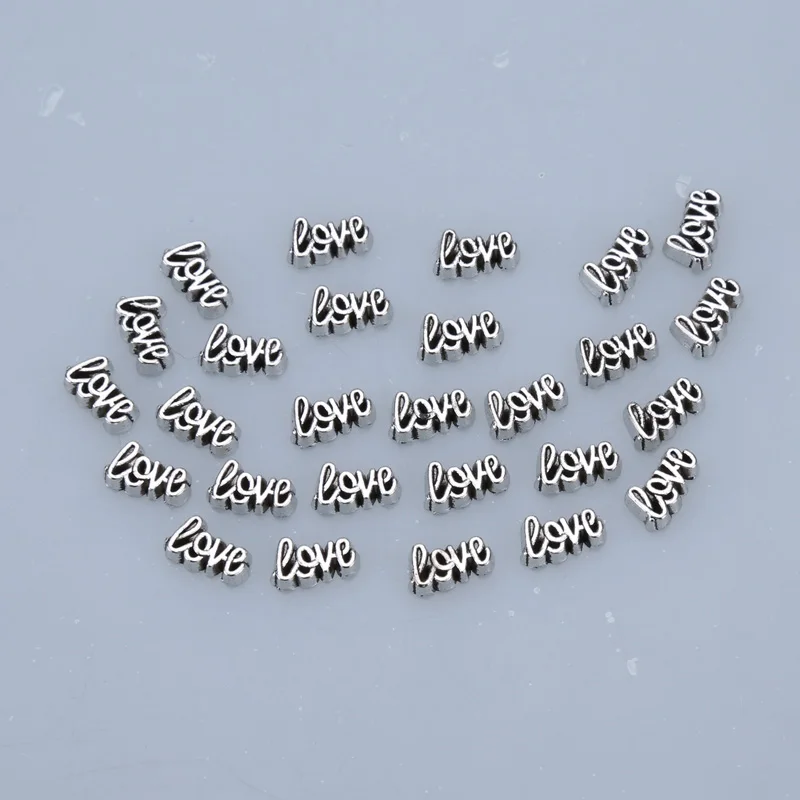 Серебряный цвет буквы любовь для стеклянной коробки плавающие амулеты ювелирные
