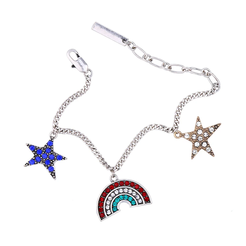 Vintage Retro Silver Color Full Crystal Moon Stars Bracelet V2272 | Украшения и аксессуары
