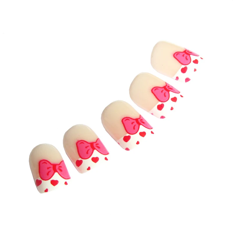 Новые Накладные ногти с розовой бабочкой милые французские акриловые