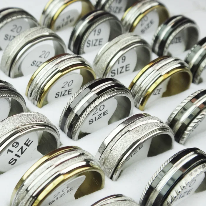 50 шт. двухслойные вращающиеся кольца из нержавеющей стали для мужчин и женщин