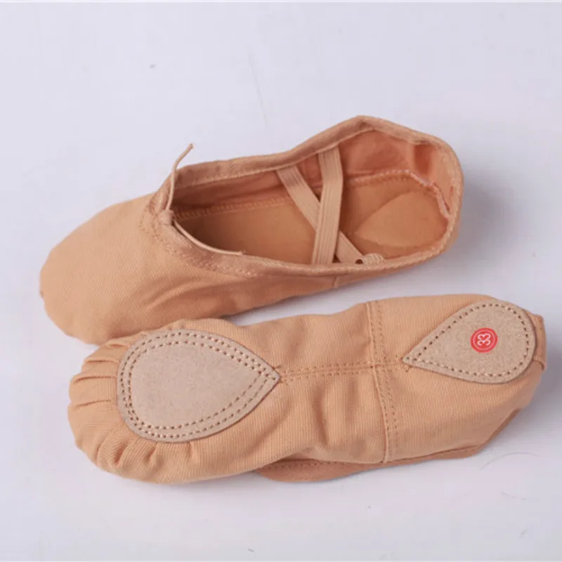 Женские парусиновые балетные туфли мягкие танцевальные из коровьего спилка