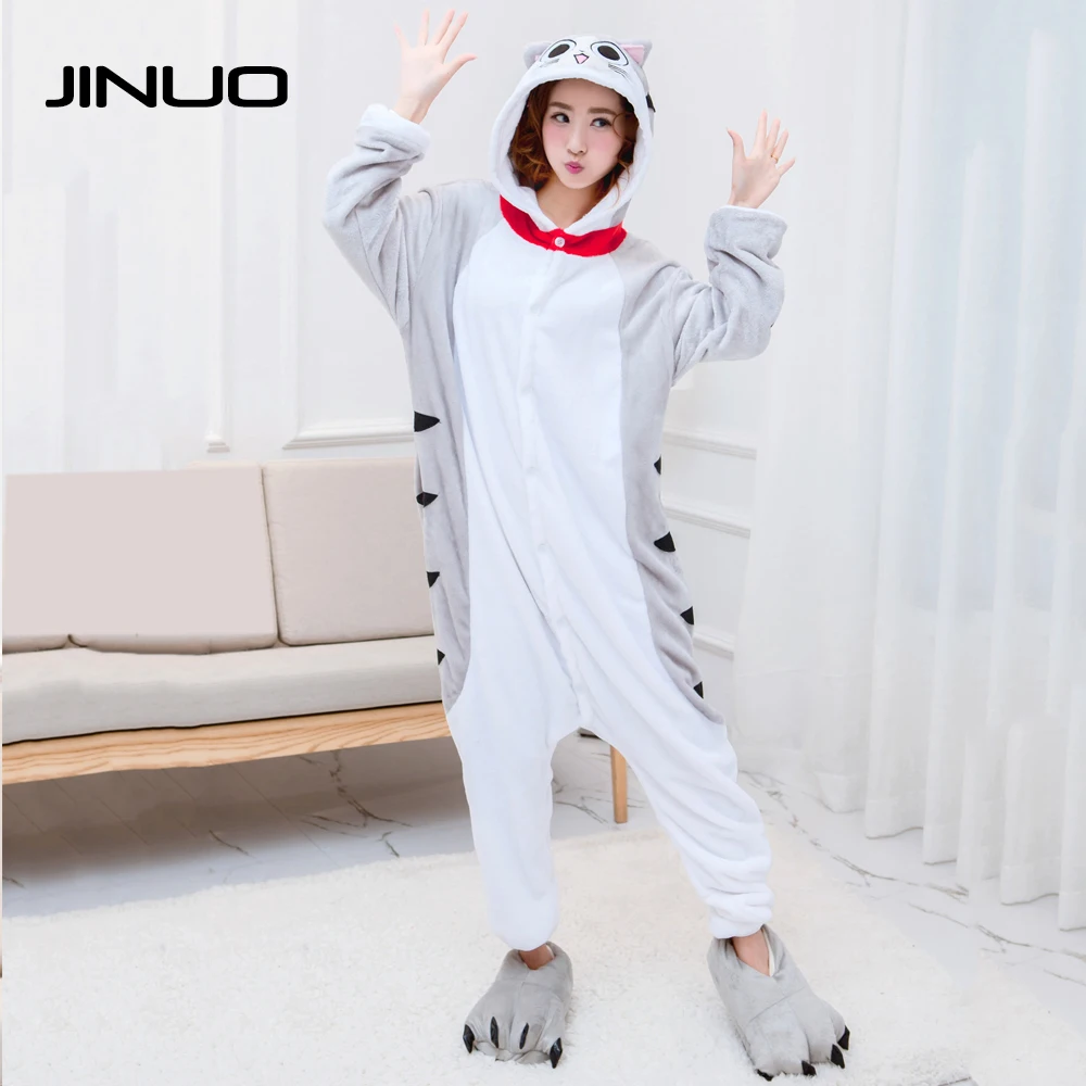 JINUO Lover Пижама с животными одежда для сна котом Фланелевая пижама капюшоном