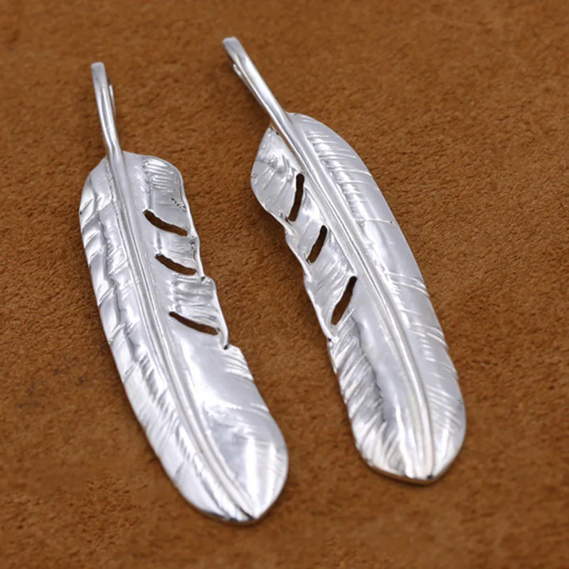 925 sterling silver Jewelry Thai Silver Work Korean version of men and women gaoqiao light feather pendant sweater chain | Украшения и
