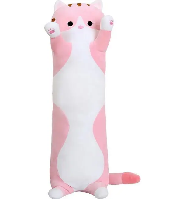 pink cat Candice guo милая плюшевая игрушка прекрасный кот кролик динозавр Единорог Мягкая Кукла длинная подушка для тела подарок на день рождения Рождество 1 шт - Цвет: pink cat