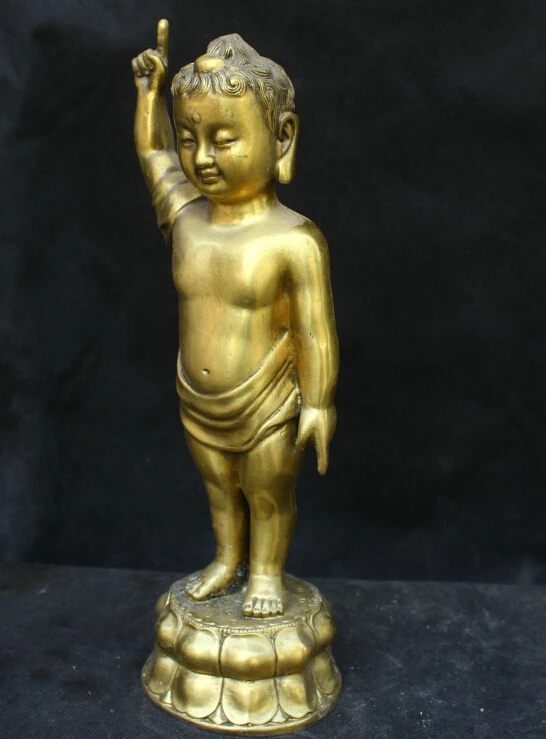 Chinese Temple Fengshui Lucky Money Brass Statue Sakyamuni Buddha Sculpture |