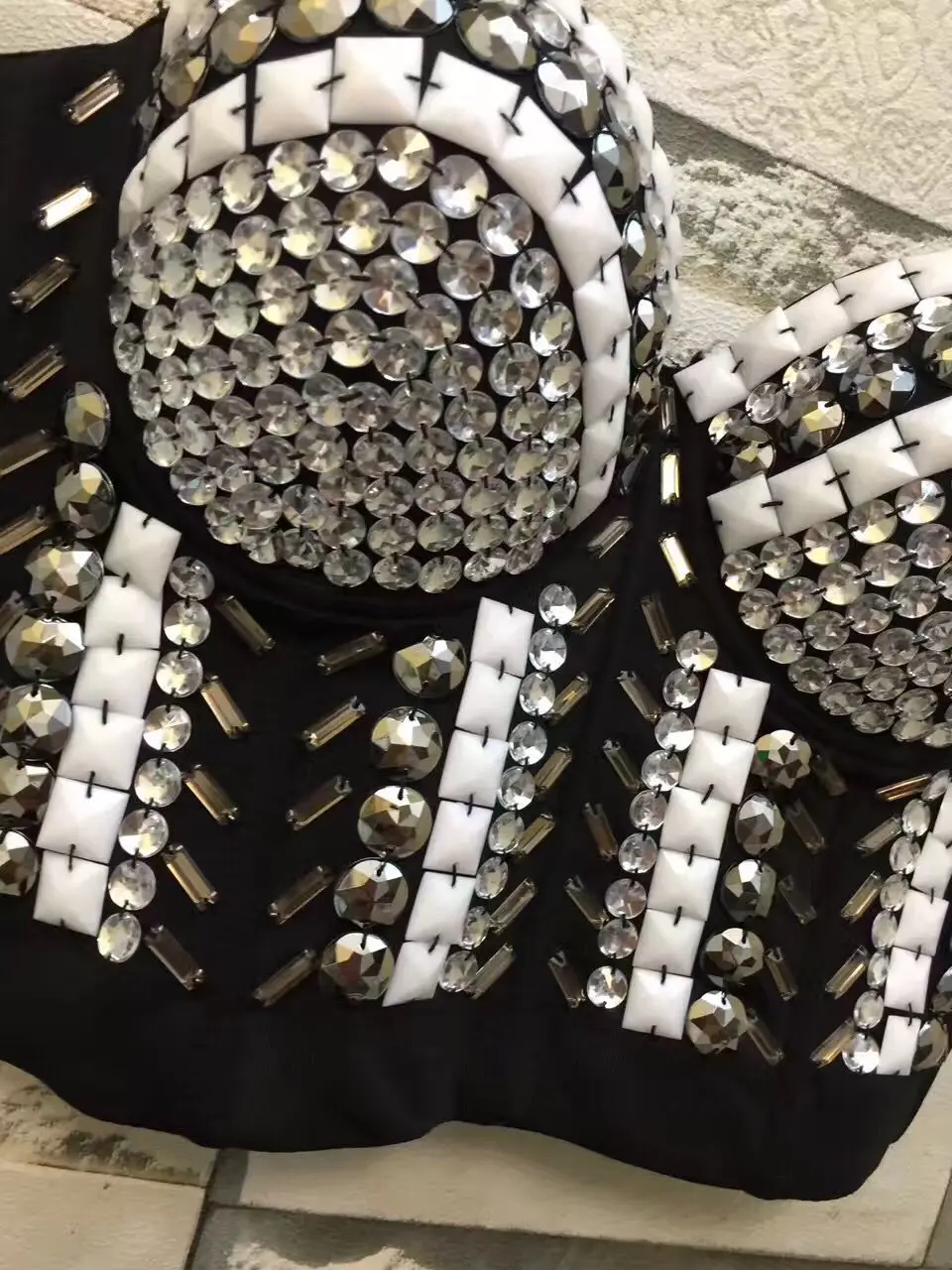 Роскошный Модный хлопковый бюстгальтер ручной работы со стразами и жемчугом|crop