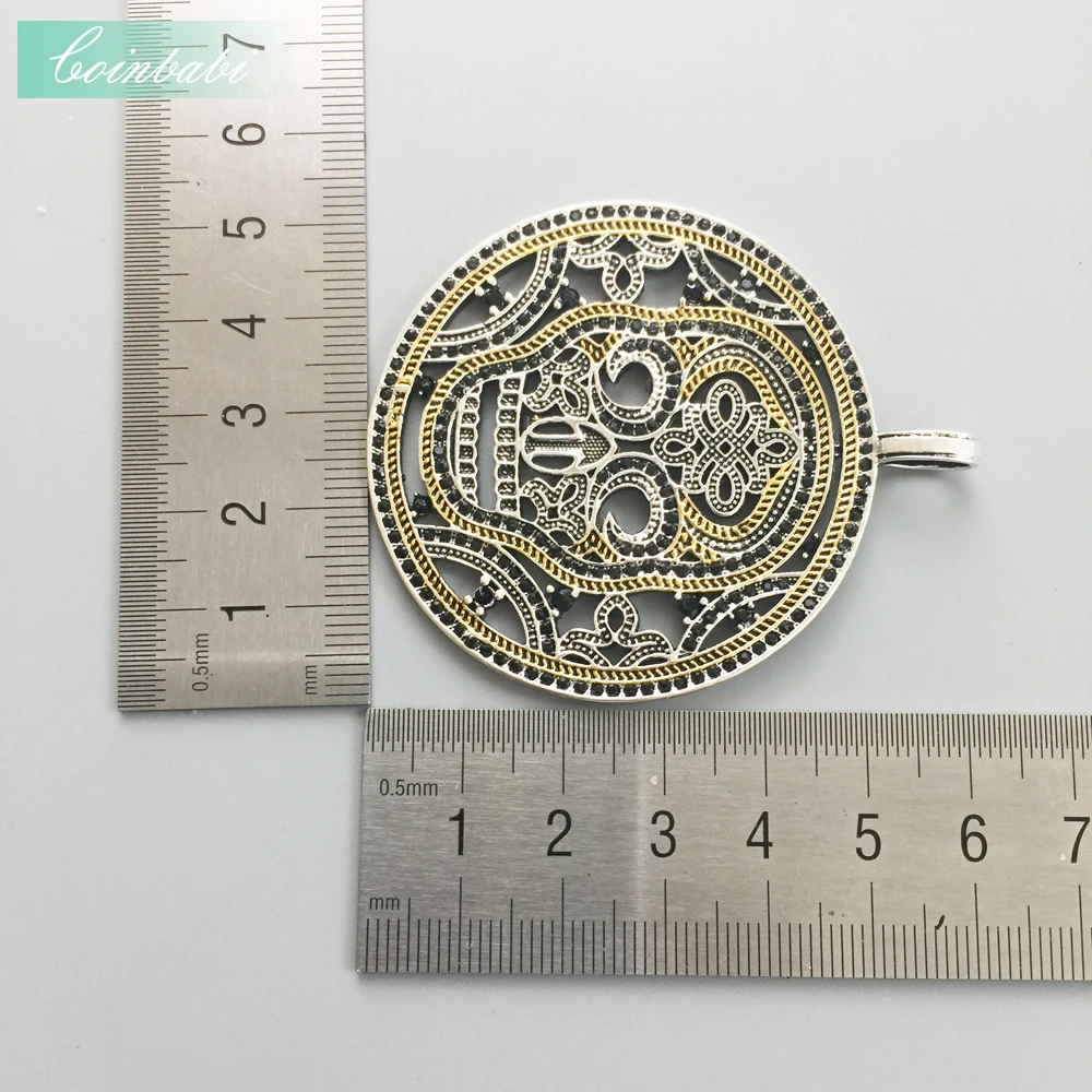 Круглое ожерелье с подвеской в виде диска черепом из серебра 925 пробы черного