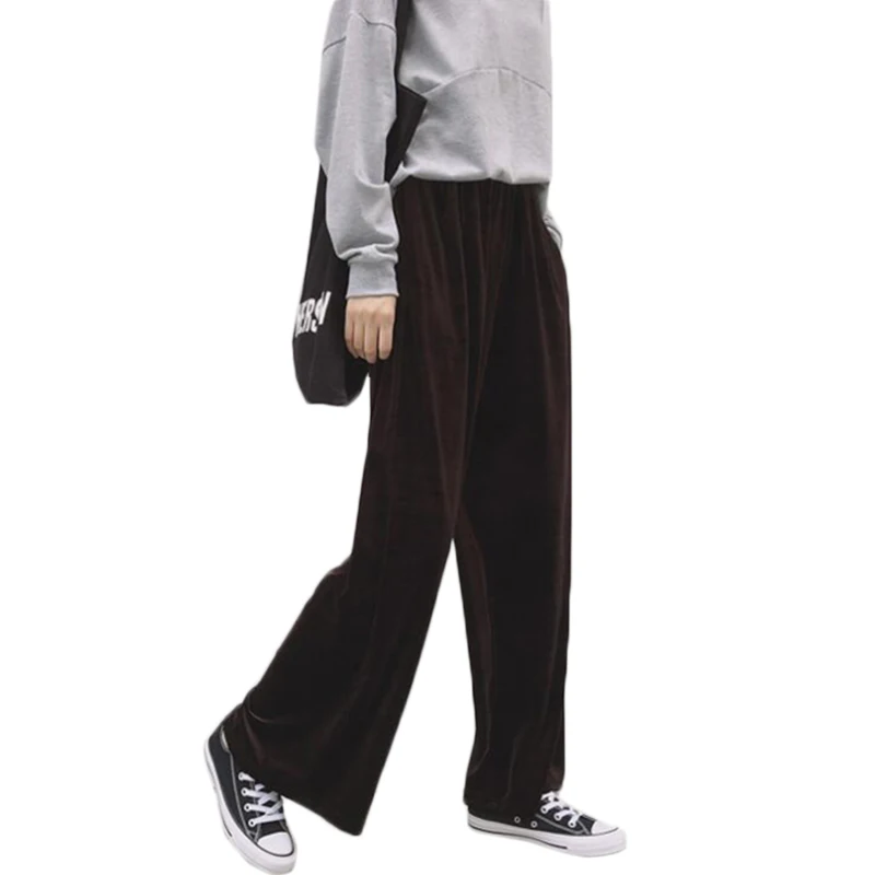 Новые бархатные Широкие штаны свободные брюки Pantalon большой Femme брюки Для женщин 7PT010