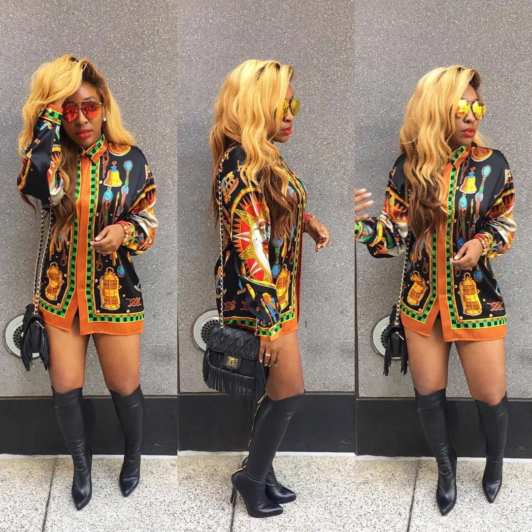 Африка Одежда высшего качества Новый 2017 Бандажное платье длинный рукав мини