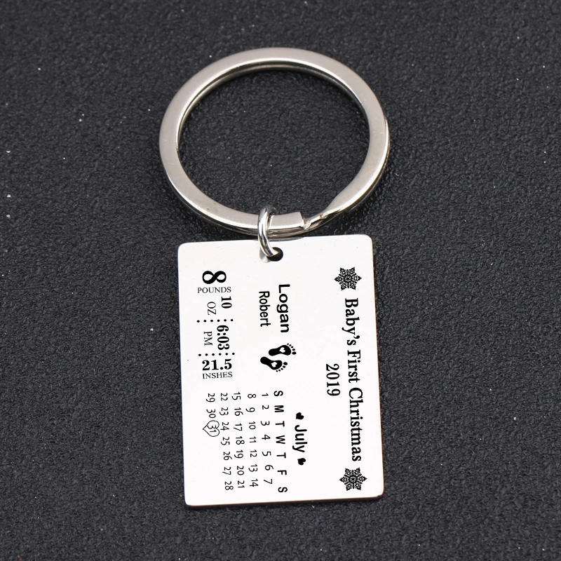 Брелок с гравировкой рождение ребенка статистику новорожденных ручной работы