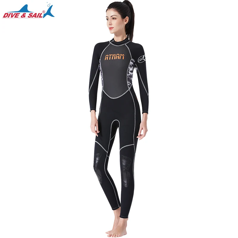 3mm quality Women Wetsuit Elastic Tight SCR neoprene long sleeved Diving suit color stitching Surf Equipment Jellyfish clothing | Спорт и