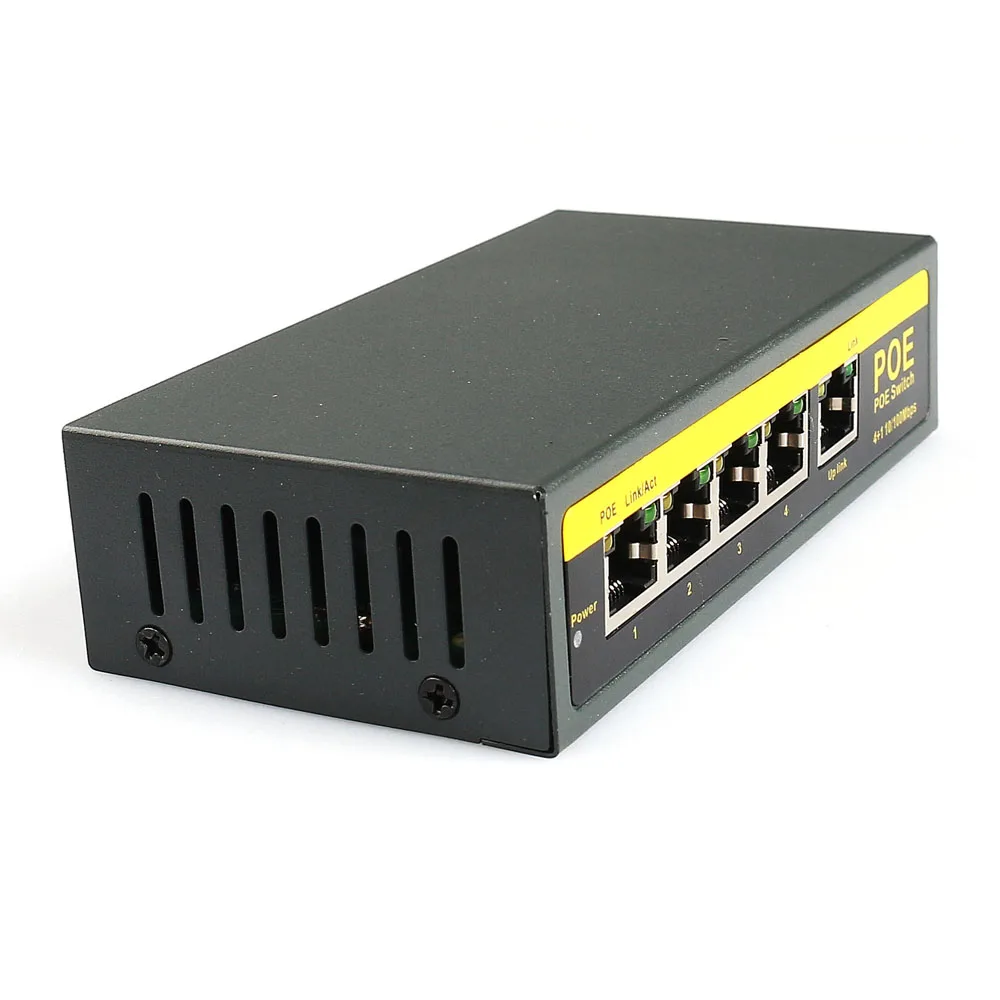 100M 4 + 1 5 портов PoE выключатель инъектор Power Over Ethernet с адаптером питания для камеры
