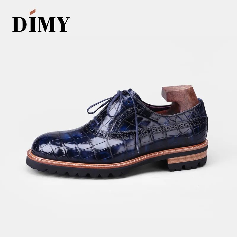 Мужская обувь из крокодиловой кожи DIMY дышащая в британском деловом стиле удобная