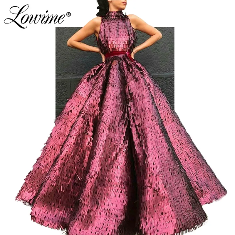melhor Charme Fuchsia Lantejoulas Vestidos De Noite 2019 A Linha Dubai Arábia Árabe Vestido De Noite Longo Do Baile De Finalistas Do Vestido De Partido Desgaste Formal Elegante