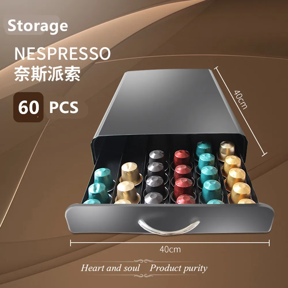 Cool Black Nespresso кофейная капсула держатель для хранения 60 шт. Nespresso капсулы Nespresso Органайзер кофемашина металлическая стойка - Цвет: Cool Black