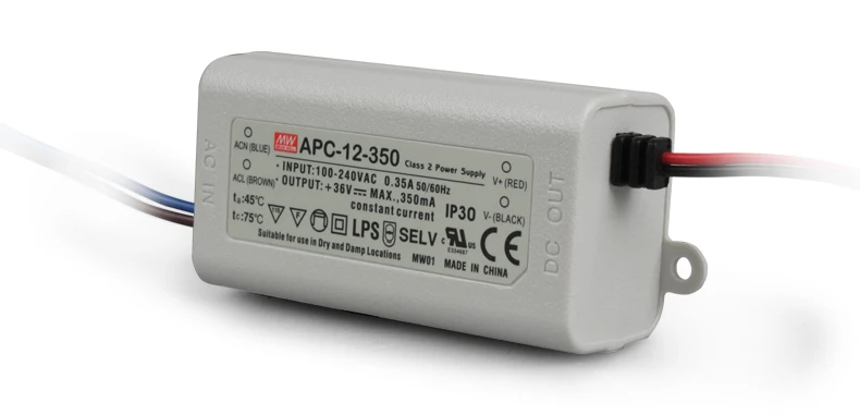 Mean Well APC-12-350 12 Вт 9 ~ 36 В 350мА светодиодный водонепроницаемый драйвер Один выход