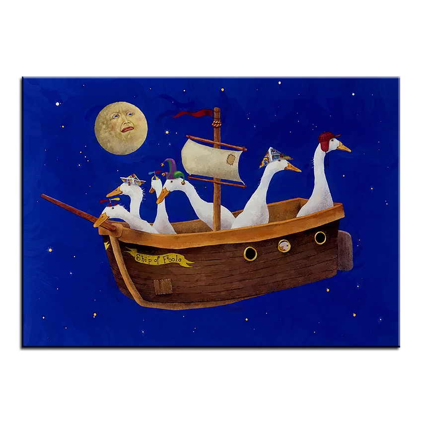 Большой размер Печать картина маслом корабль fools настенная живопись Настенная