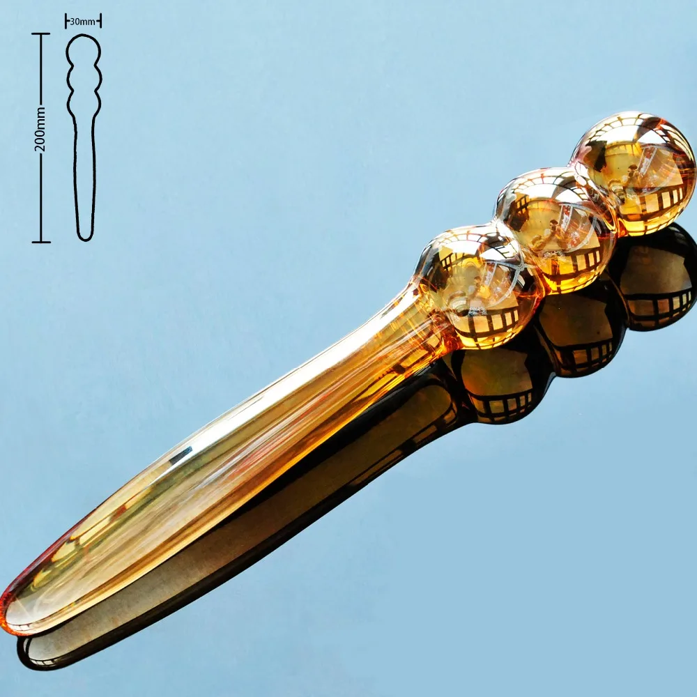 30 мм золото стекла пирекс поддельный пенис анальные дилдо с бусинами Анальная