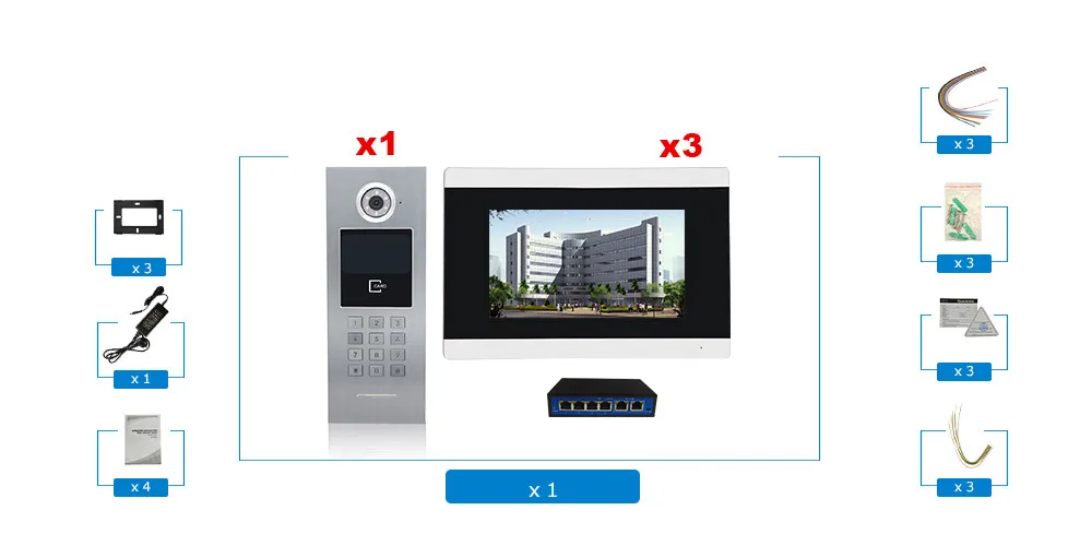 7 ''сенсорный экран wifi видео домофон IP видеодомофон для строительства система контроля доступа Поддержка Пароль/IC карта с переключателем