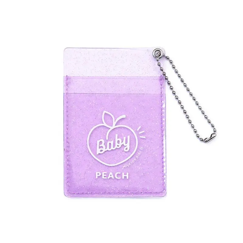 Фиолетовый Fashion Transparent Stars Girls Student Bus Bank Card Bag Letter Print Women Lady Key Card Holder Fashion Cards Protector Case - Цвет: Фиолетовый