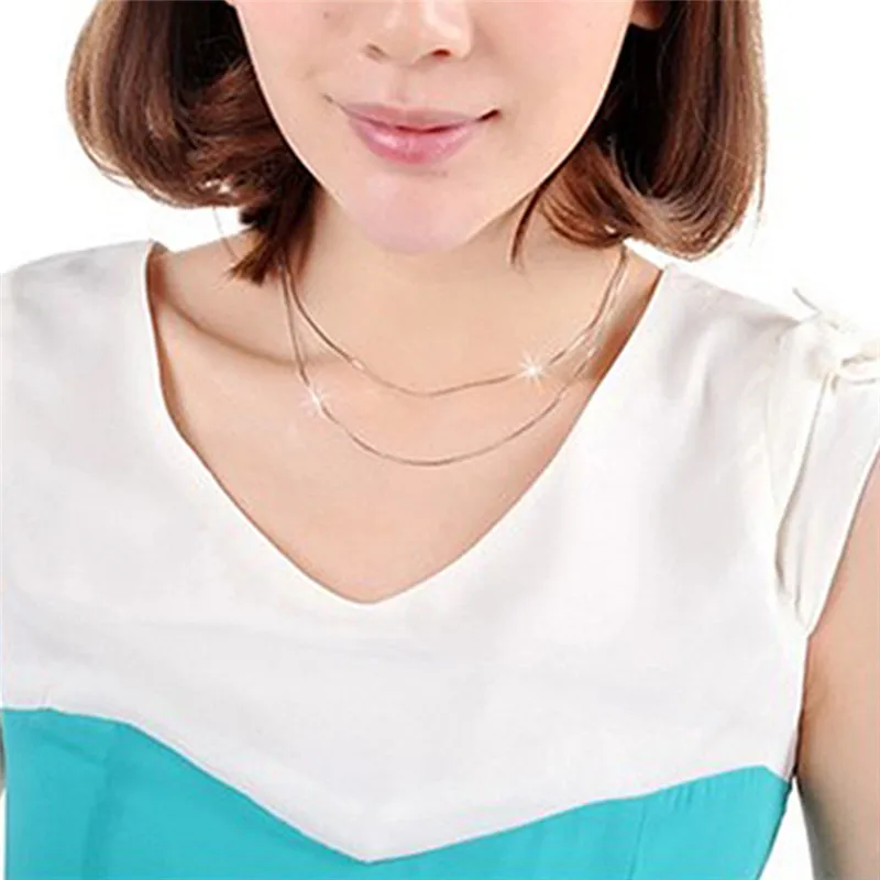 Привлекательный 1 мм змея цепи серебряный узор Necklaces16 ~ 30 дюймов для леди женщина