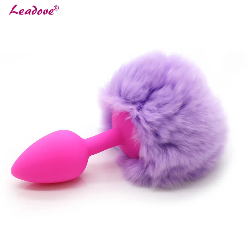 Silicone Rabbit Tail Anal Plug Fluffy Hand cuffs Pink Bunny Girl Cosplay Sex Accessories Short Butt Tails BDSM Handcuffs | Красота и