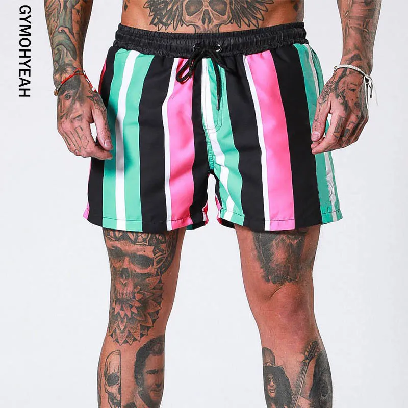 

Straight stripe fitness shorts Mens Fashion Breathable quick-drying elastic gyms Bodybuilding Joggers shorts Slim fit Sweatpants