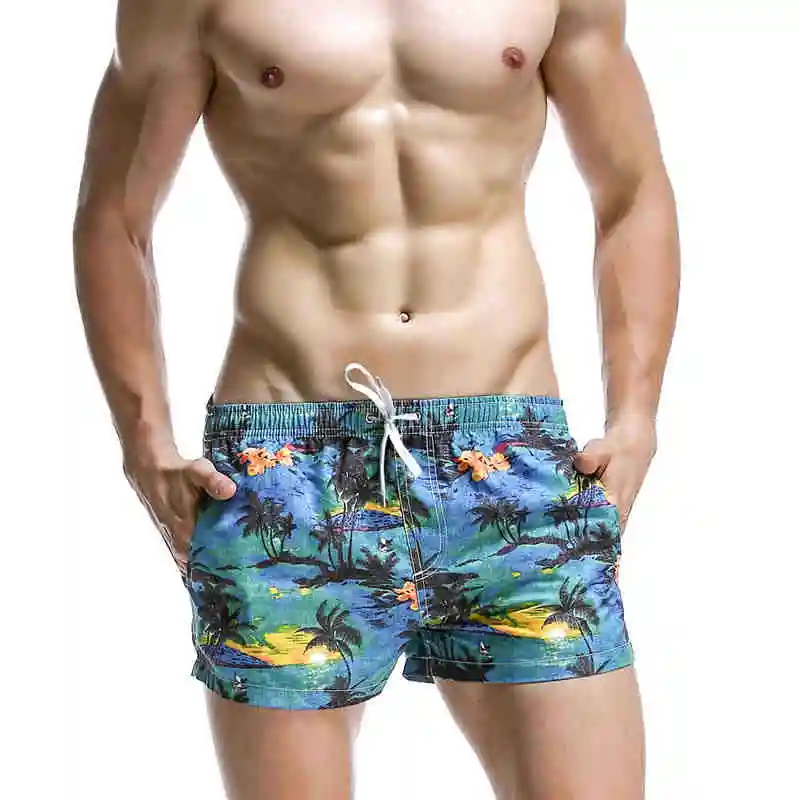 

Плавки мужские быстросохнущие дышащие, летние модные пляжные шорты из полиэстера для геев, для занятий спортом, бега, серфинга
