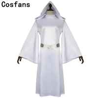 princess leia organa solo cosplay white long dress wig set woman star wars cos costumes halloween carnival cosplay disguisement